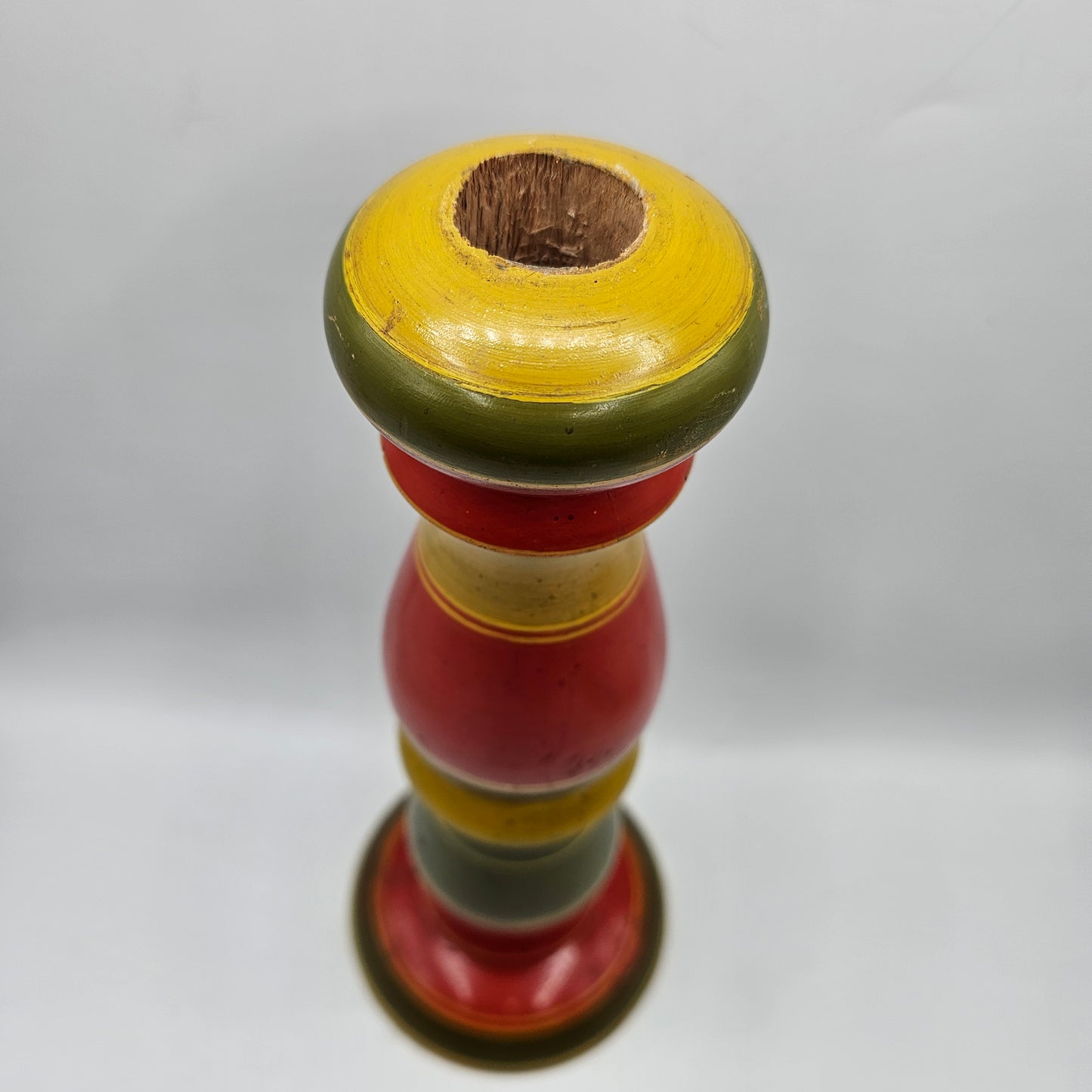 Vintage Turned and Painted Judaic Taper Candlestick Possibly from Germany and used for Shabbat