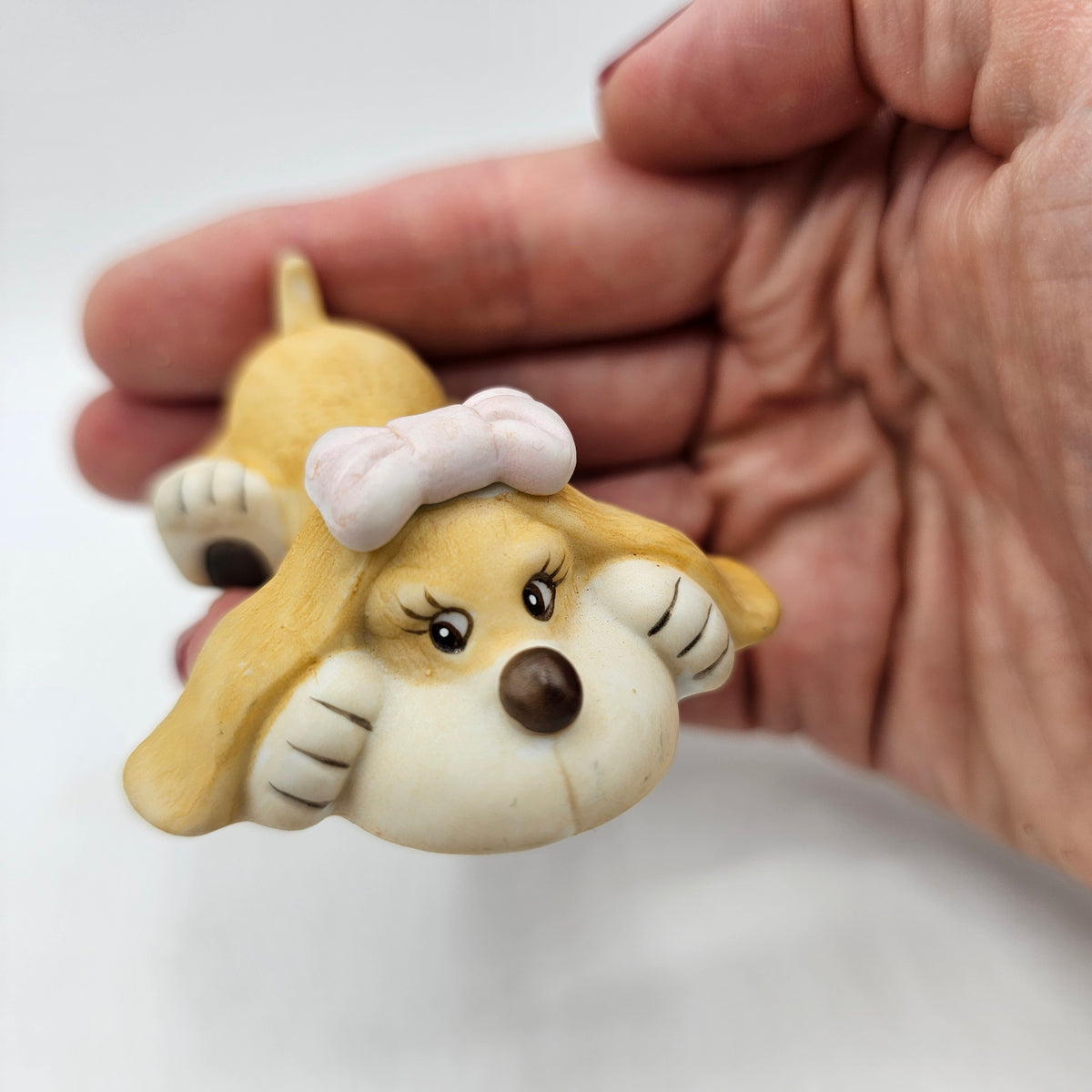 Basset Hound Pink Bow Puppy Figurine by Russ