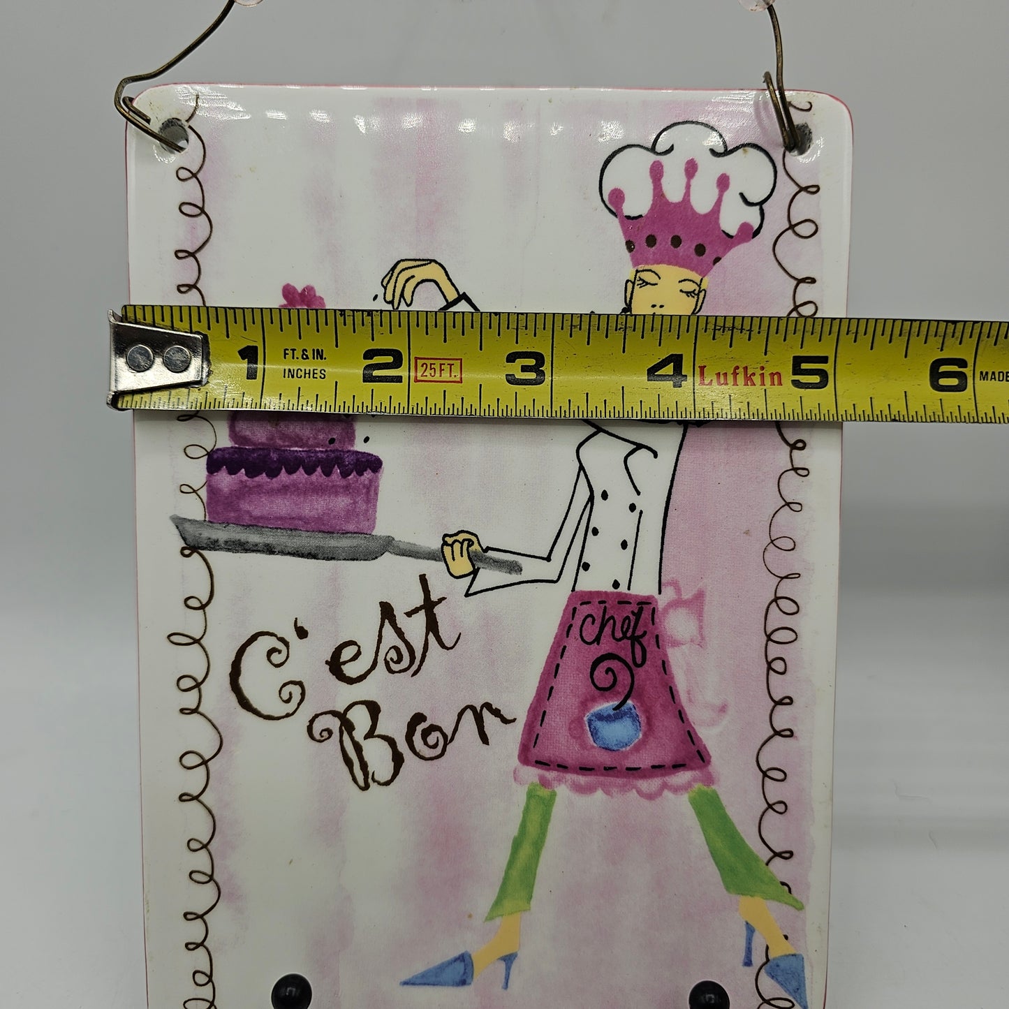 Pretty Baker C'est Bon Cake Wall Hanging Tile with Wire Hanger