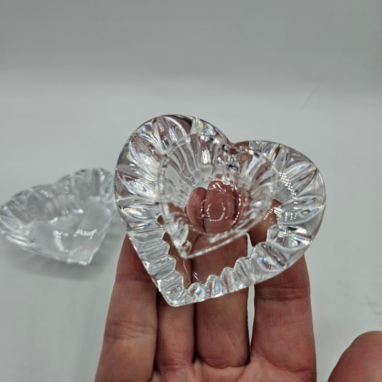 Mikasa Heart Shaped Crystal Taper Candle Holder Pair