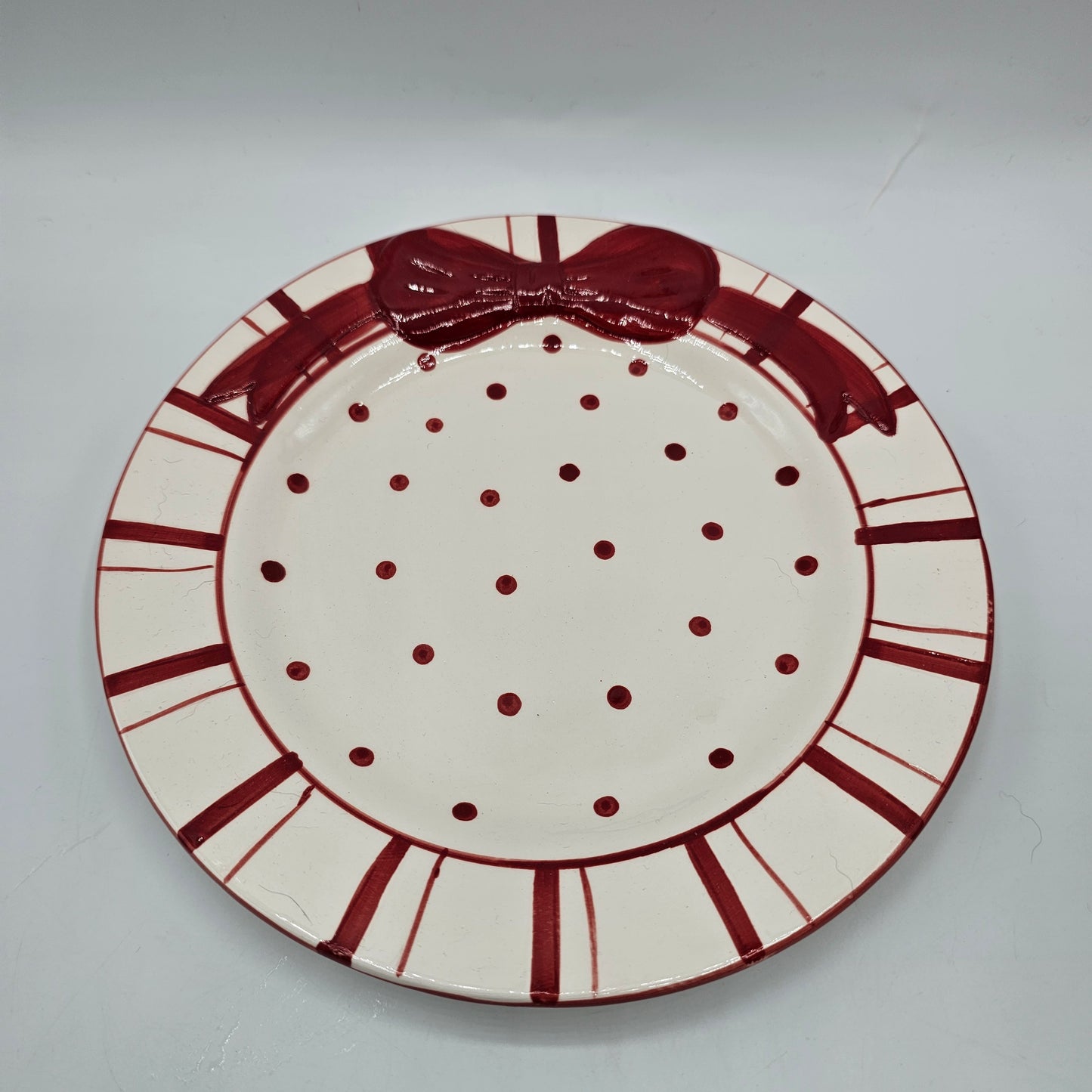 Polka Dot and Bow Candy Striped Mug and Plate Set