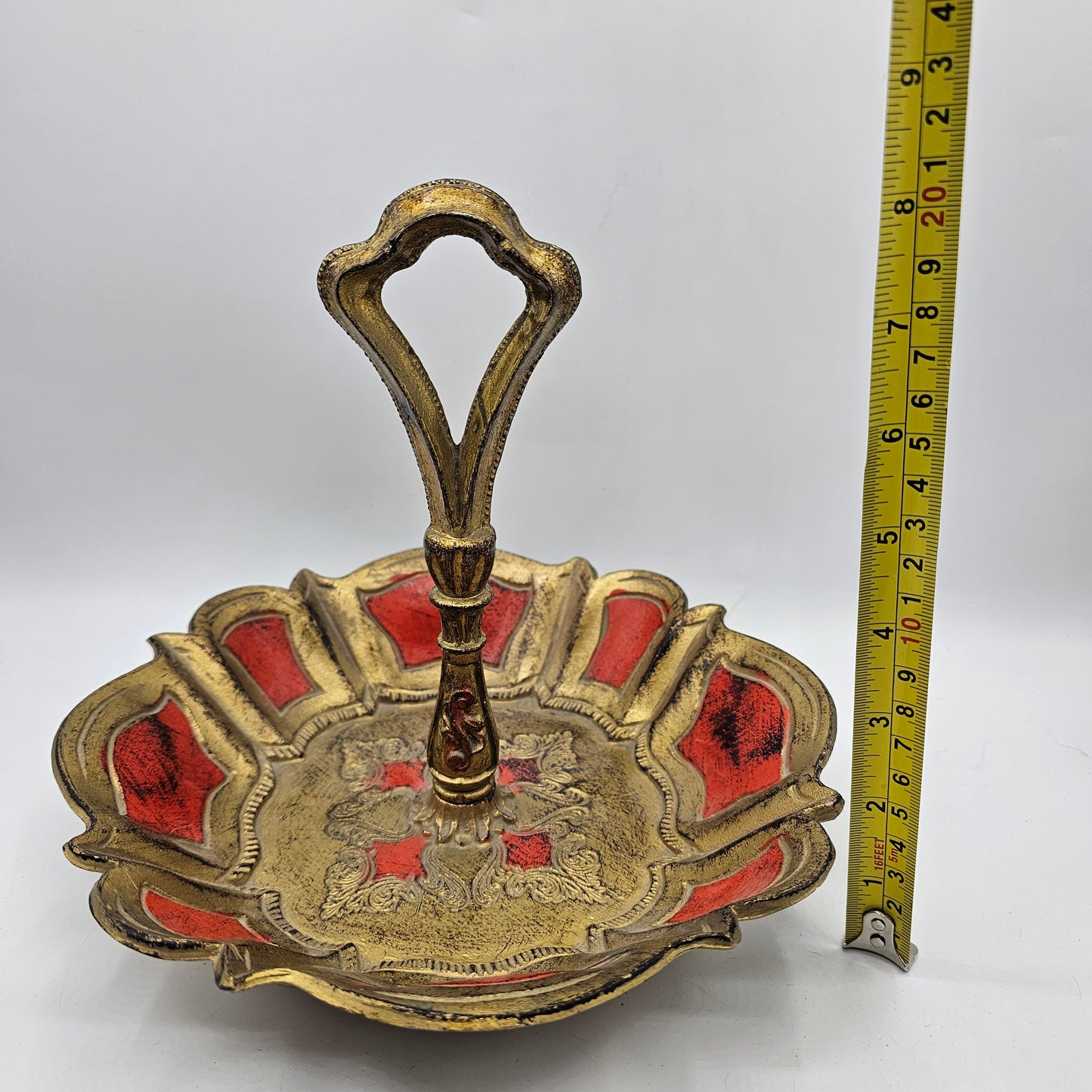 Vintage Italian Florentine Tidbit Serving Tray with Handle