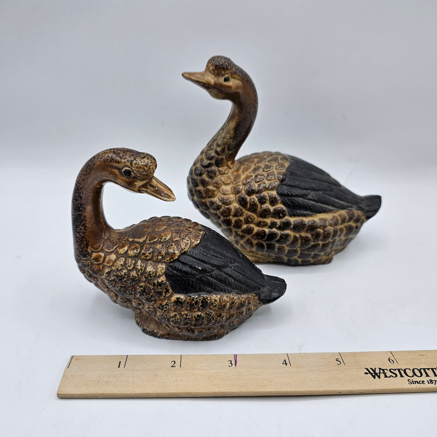 Vintage Pair of Geese Ceramic Figurine by Wony Ltd of Japan