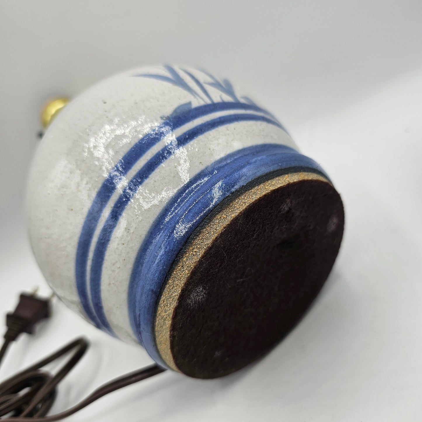 Glazed Pottery Table Lamp with Iris Flower Design - #2