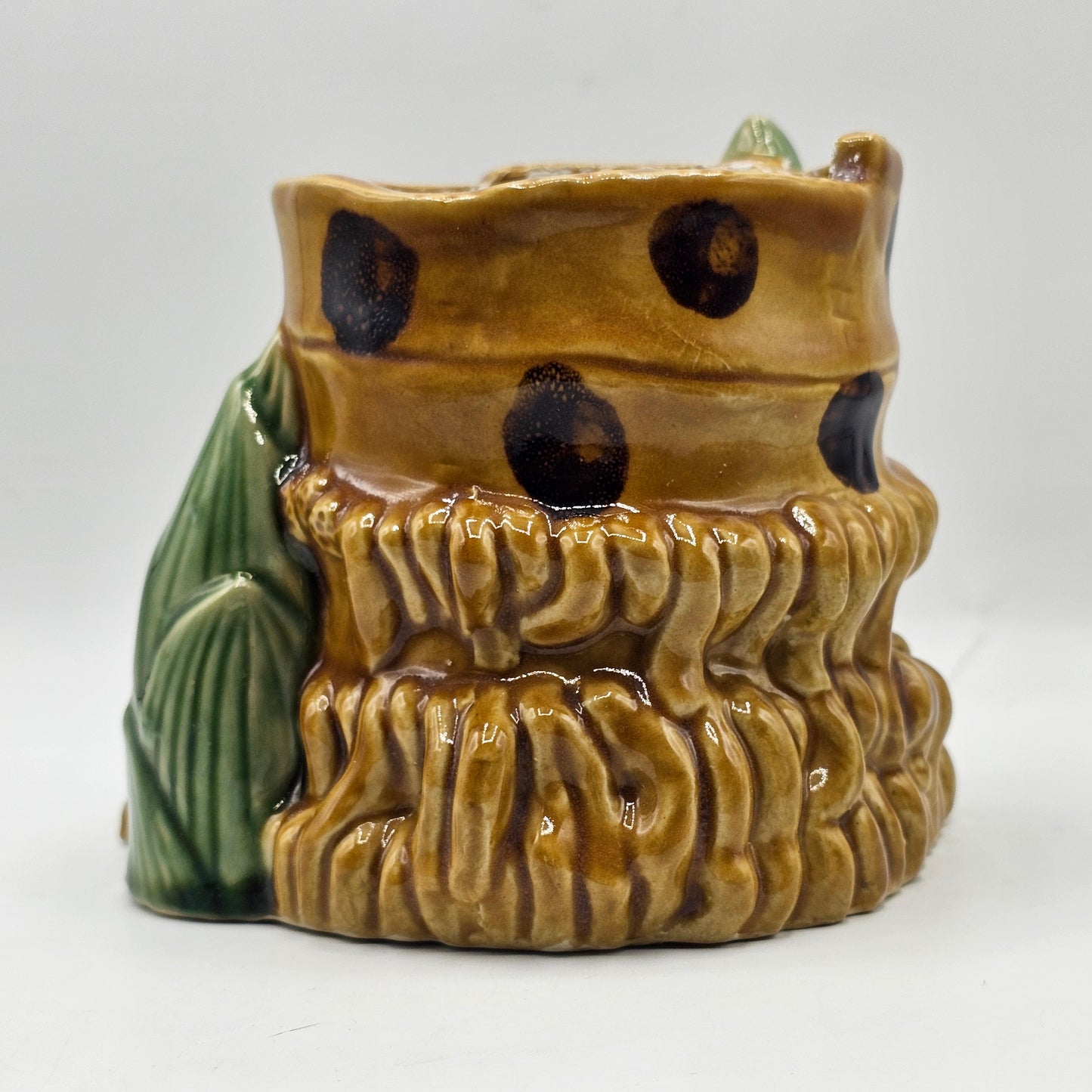 Ceramic Asian Vase with Applied Mud Men Figures