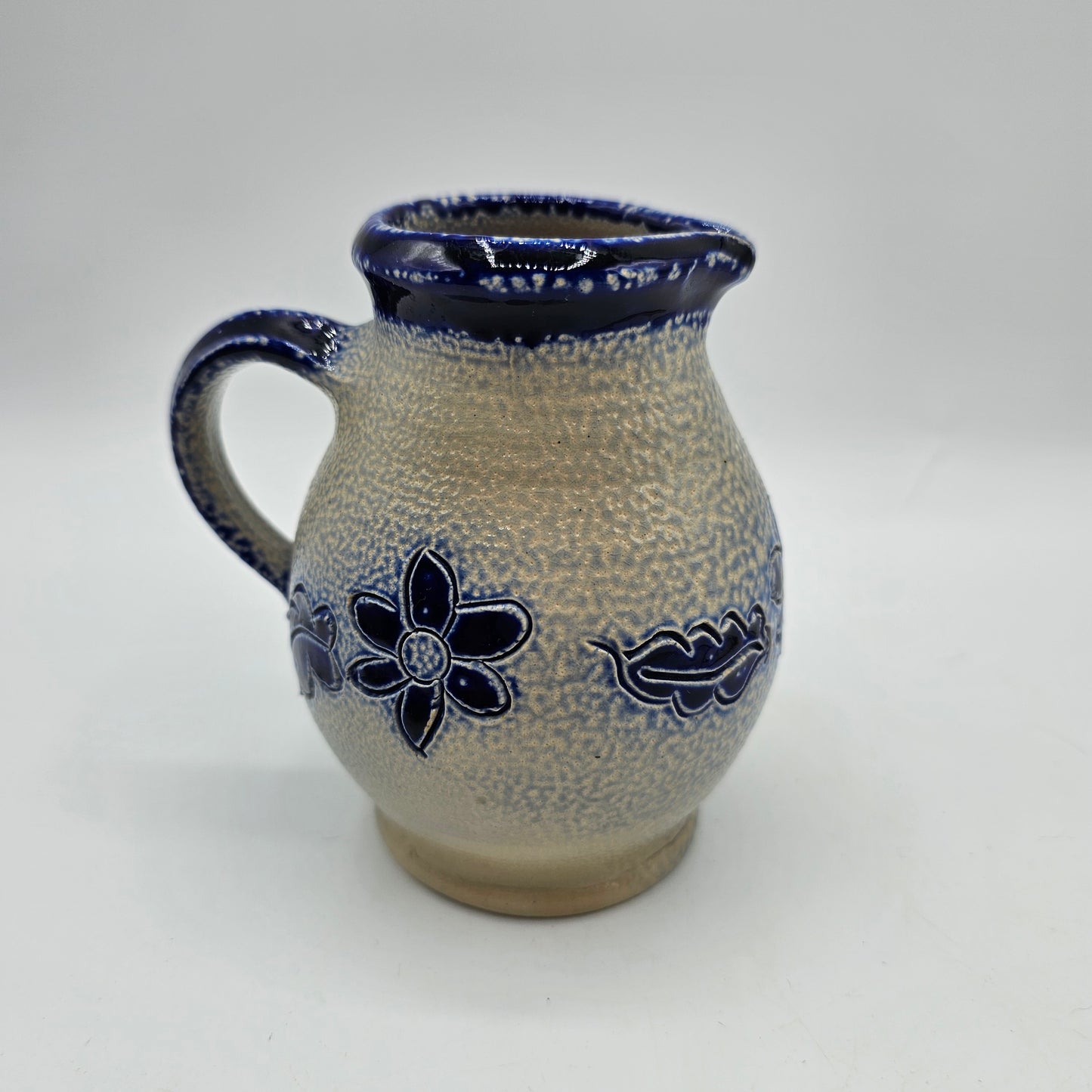 Vintage Blue Floral Salt Glazed Creamer by Plewa