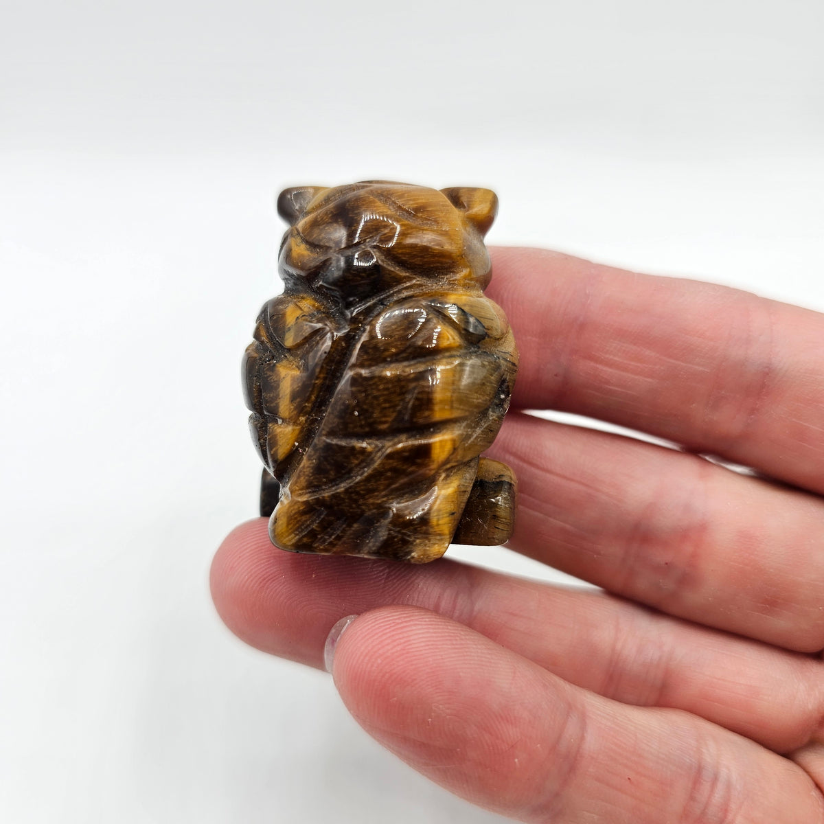 Tigers Eye Carved Stone Owl Fetish Animal