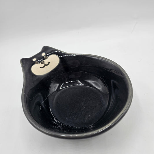 Black Cat Glazed Ceramic Trinket or Sauce Dish