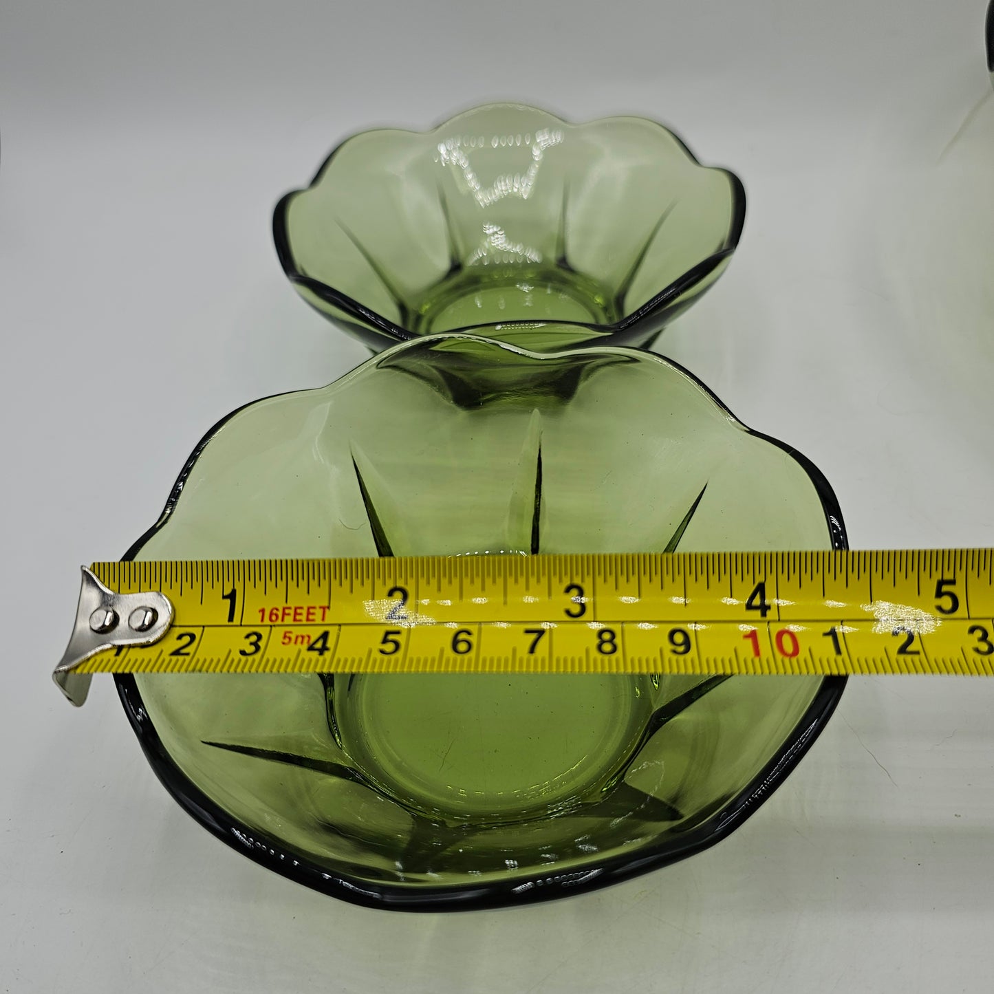 Amber Hocking Green Glass Bowl Set - 1 Large, 2 Small