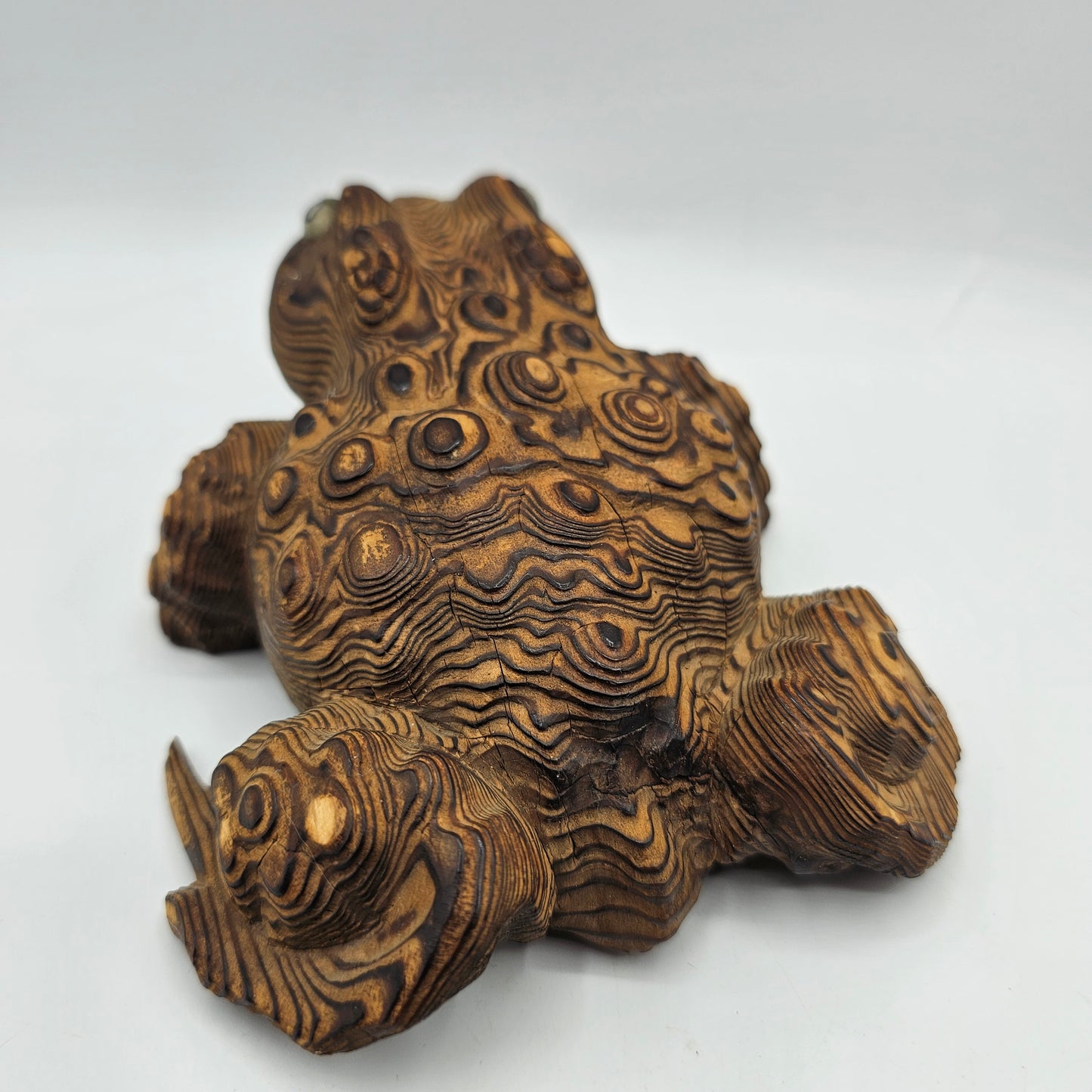 Carved Cryptomeria Wooden Frog or Toad Figurine