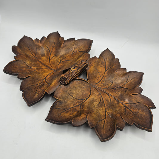 Vintage Double Maple Leaf Ceramic Trinket Tray sold by Gorsuch 2003