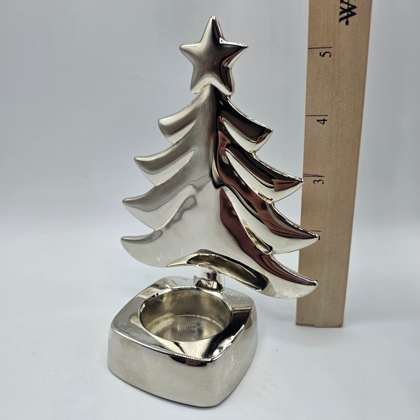 Silver Plated Christmas Tree Tealight Candle Holder
