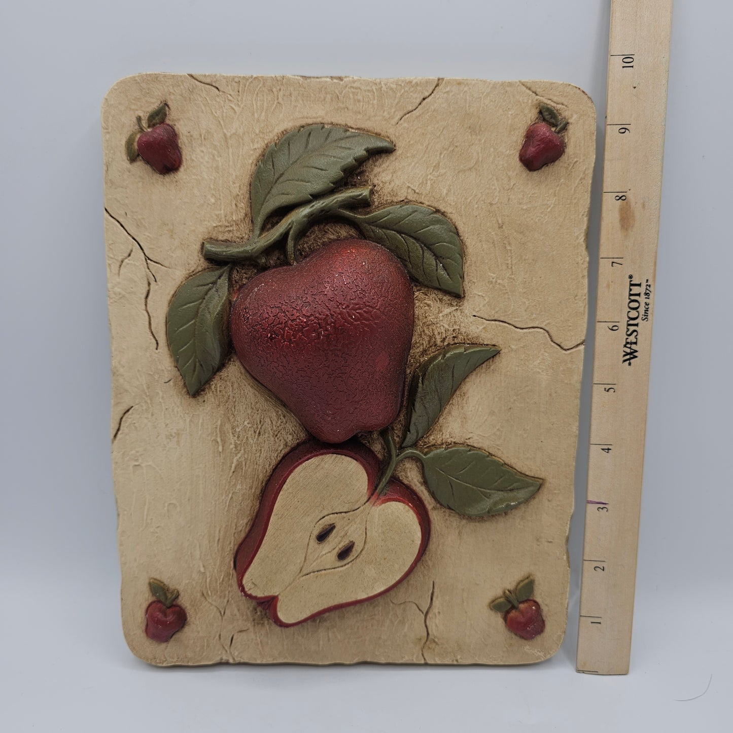Vintage Apple and Pear Fruit Wall Plaques by Home Interiors "Homco"
