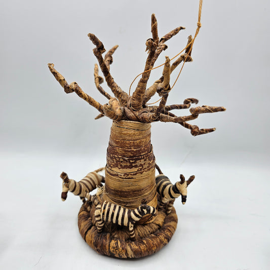 Banana Leaf Jewelry / Ring Holder Tree with Zebras