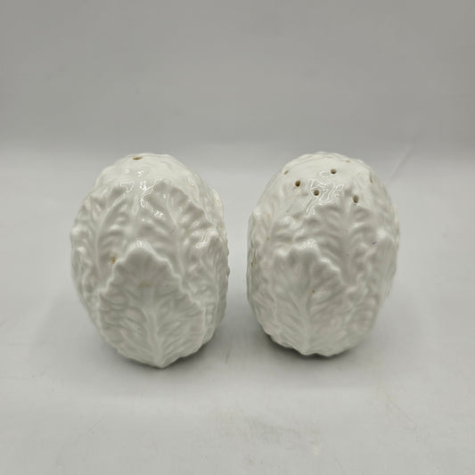 Coalport Countryware White Cabbage Salt and Pepper Shakers Bone China Made In England