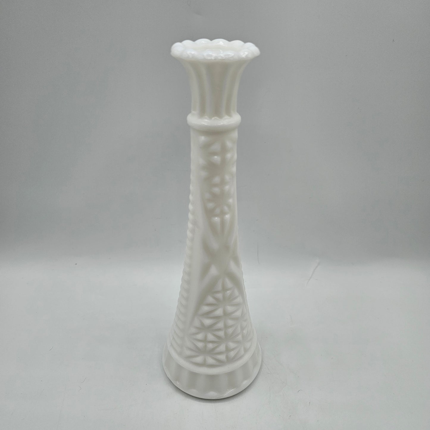 Vintage Anchor Hocking Stars & Bars Milk Glass Bud Vase