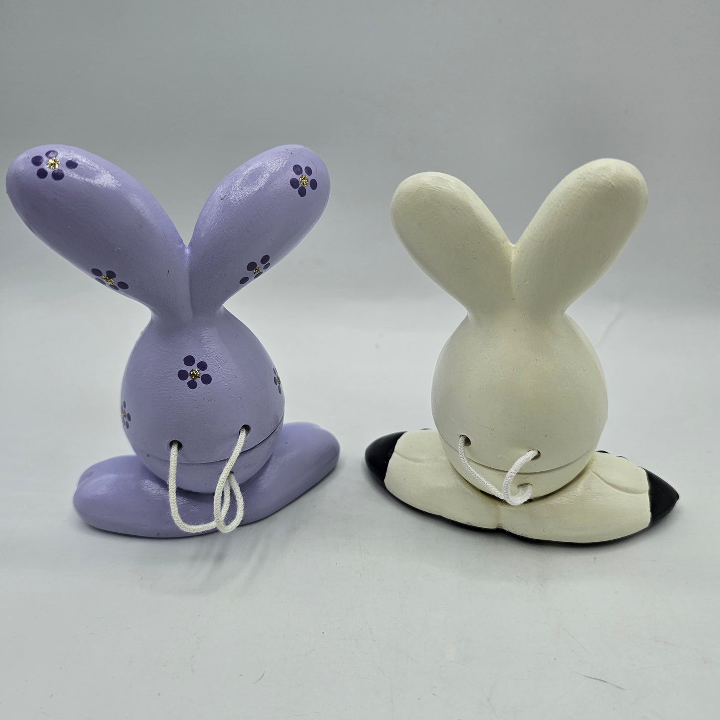 Easter Bunny Lidded Trinket Boxes and Egg Dipper