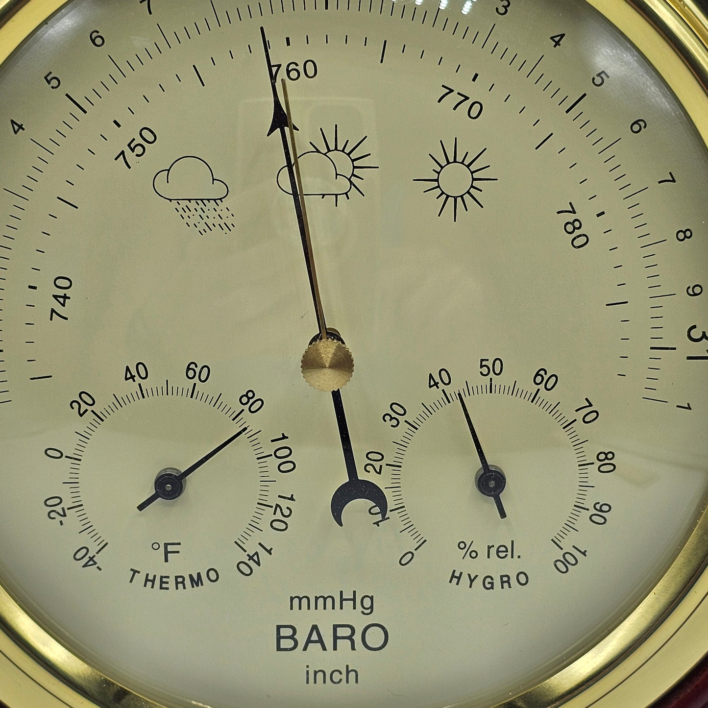Ambient Weather Traditional Wall Barometer with Temperature and Humidity, Cherry Finish, Tan Dial