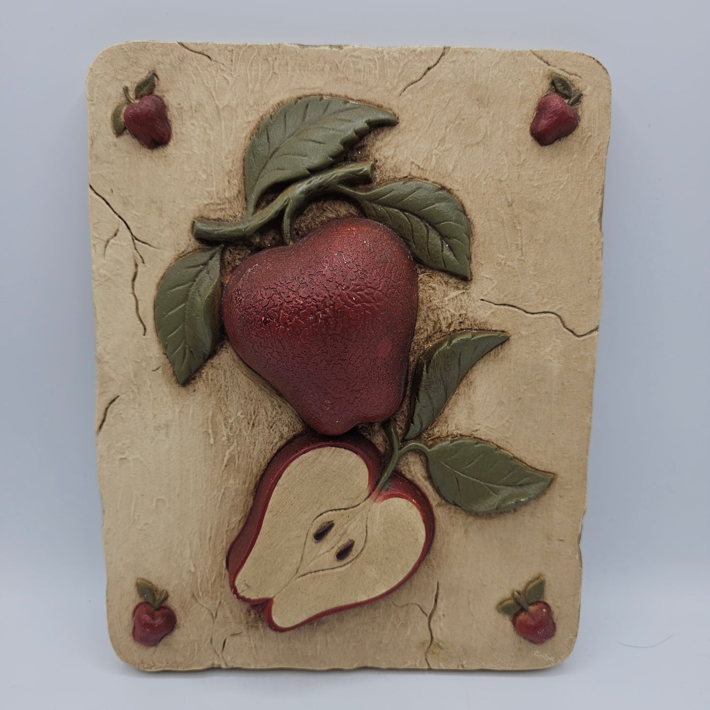 Vintage Apple and Pear Fruit Wall Plaques by Home Interiors "Homco"