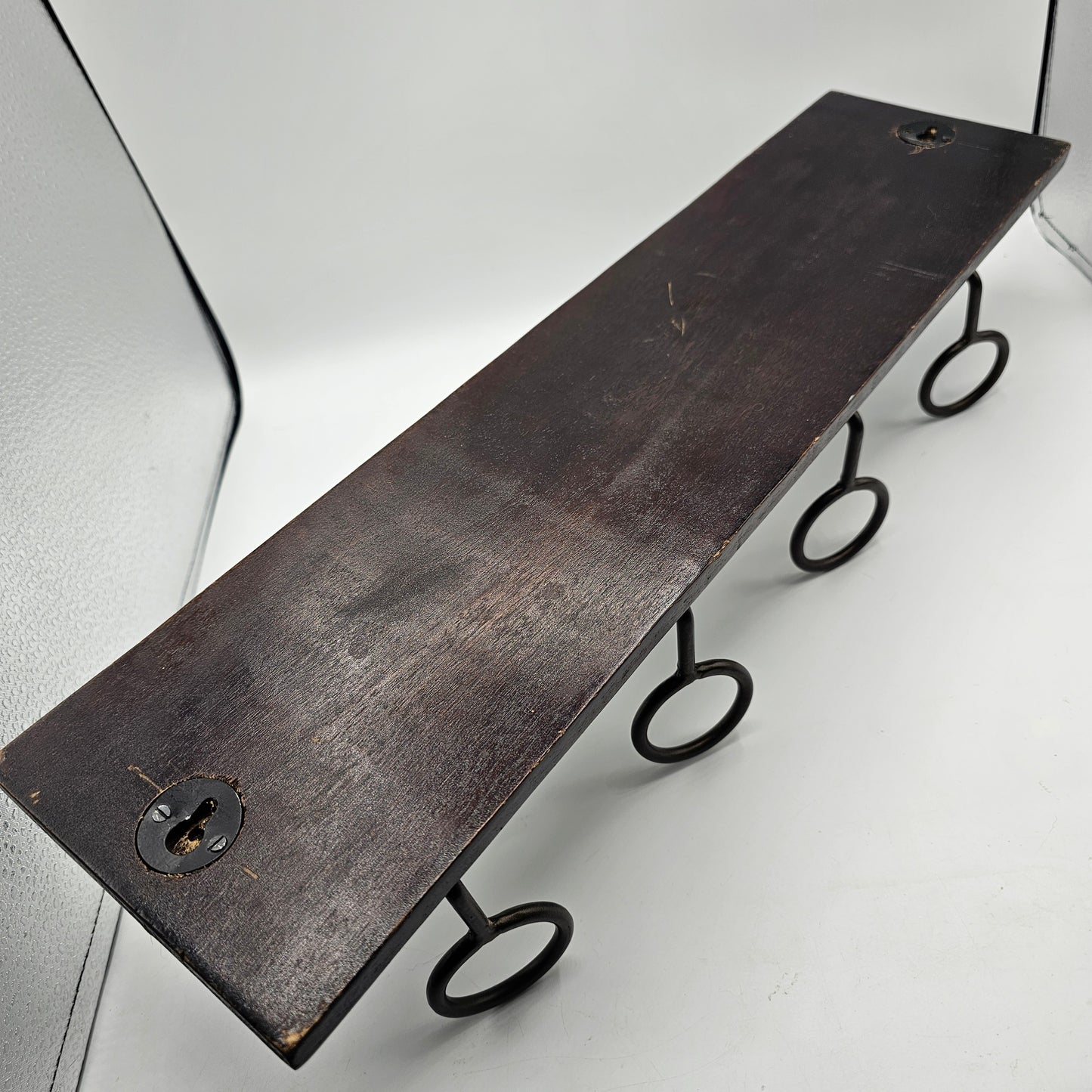 Wood and Metal Wall Mounted 4 Bottle Wine Rack