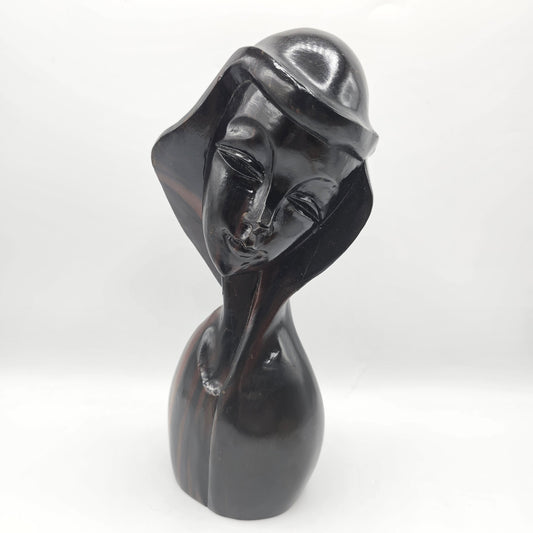 Madonna Carved Wood Bust with High Gloss Glaze