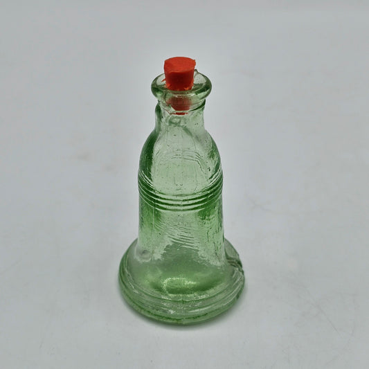 3" Green Glass Liberty Bell Bottle by Wheaton - Made in Taiwan 1970's