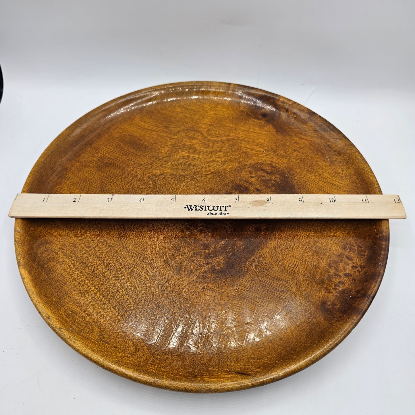 Oregon Myrtlewood Wooden Serving Tray with Original Sicker (crazing to the glaze)