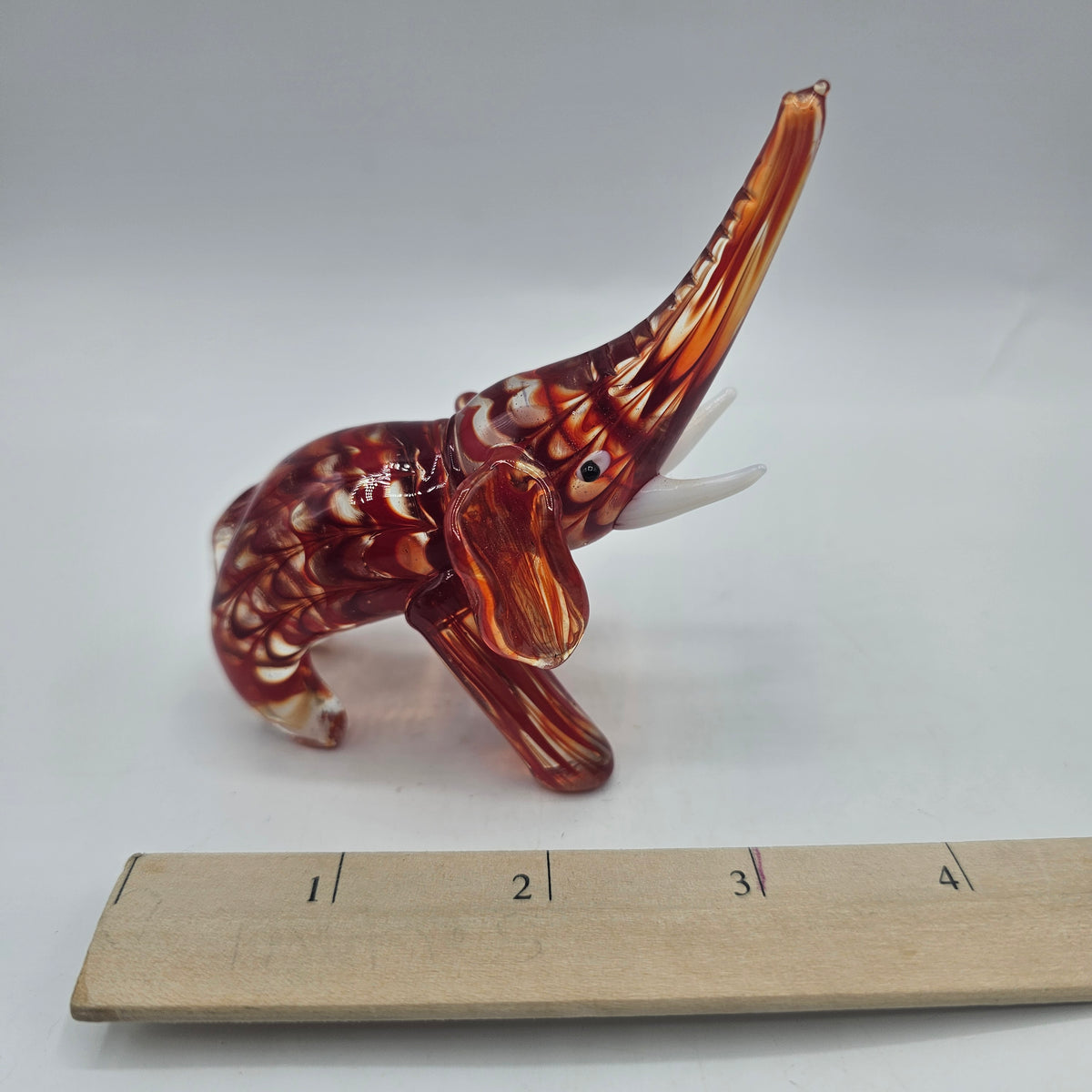 Lenox Art Glass Swirled Elephant Figurine - Red