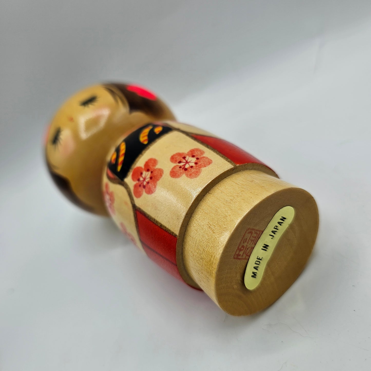 Kokeshi Doll Girl with Cherry Blossoms - Signed, Made in Japan