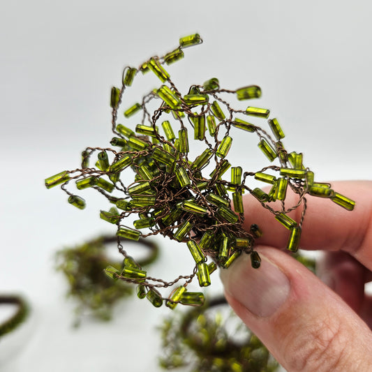 Green Beaded Spray with Copper Napkin Rings - Set of 6