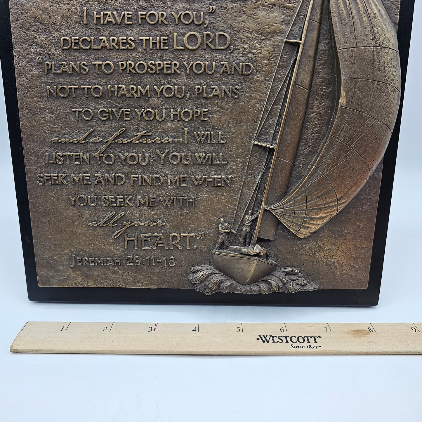 Inspirational Christian Bible Verse Plaque with Sailboat by Moments of Faith - Jeremiah 29