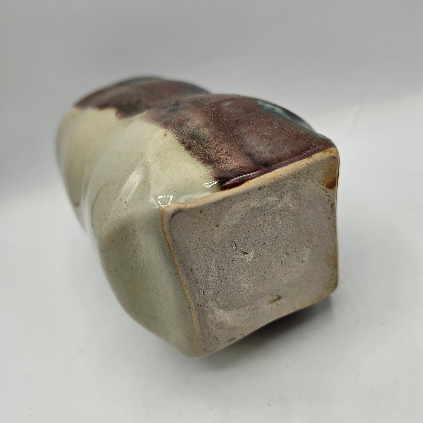 Glazed Artisan Pottery Square Top Vase