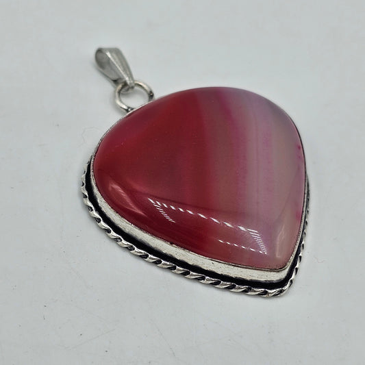 UV Reactive Banded Pink Onyx Stone Teardrop Pendant