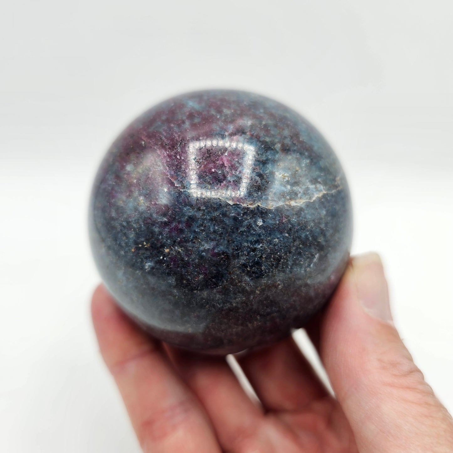 UV Reactive Ruby in Kyanite Orb or Sphere for Reiki Healing (glows under black light)