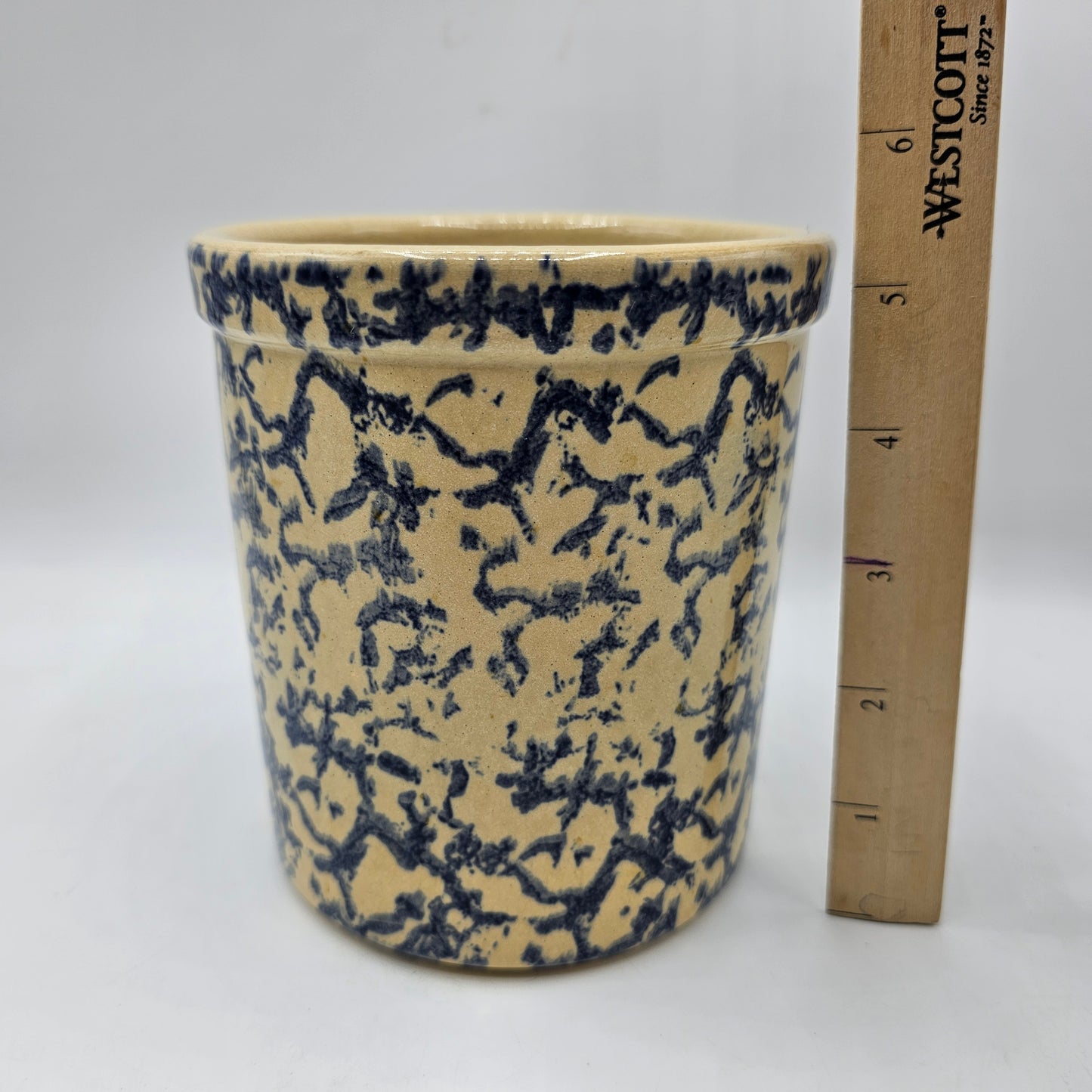 Robinson Ramsbottom Pottery of Roseville Spongeware 1qt High Jar Crock RRP