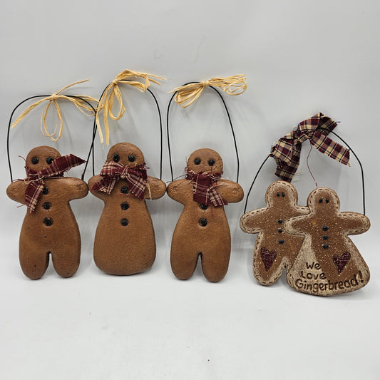 Ginger Bread Man Ornaments Set of 4