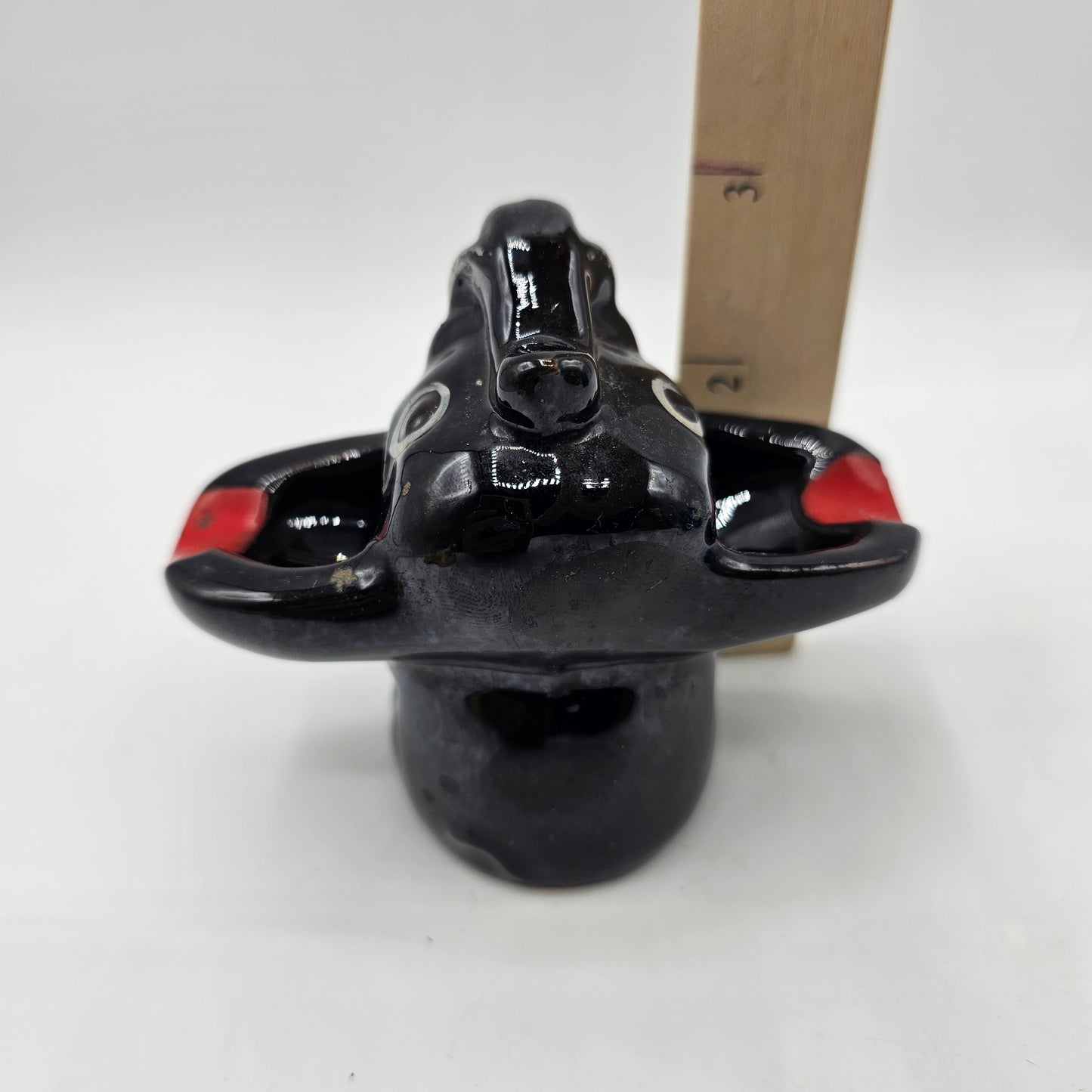 Vintage Redware Black Elephant Ashtray