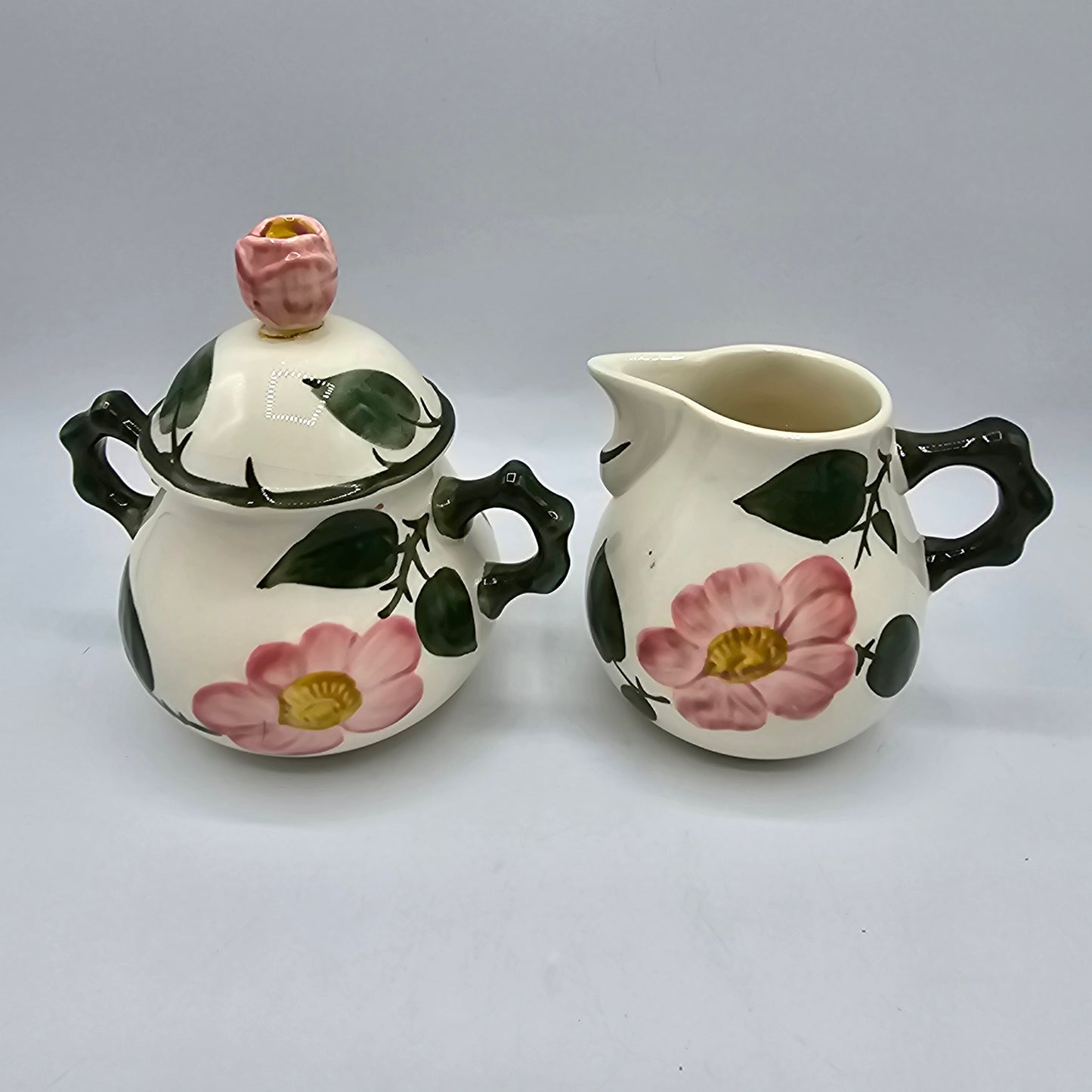 Villeroy & Boch Wild Rose Lidded Sugar Bowl & Creamer Note:Old Repair to Sugar Lid