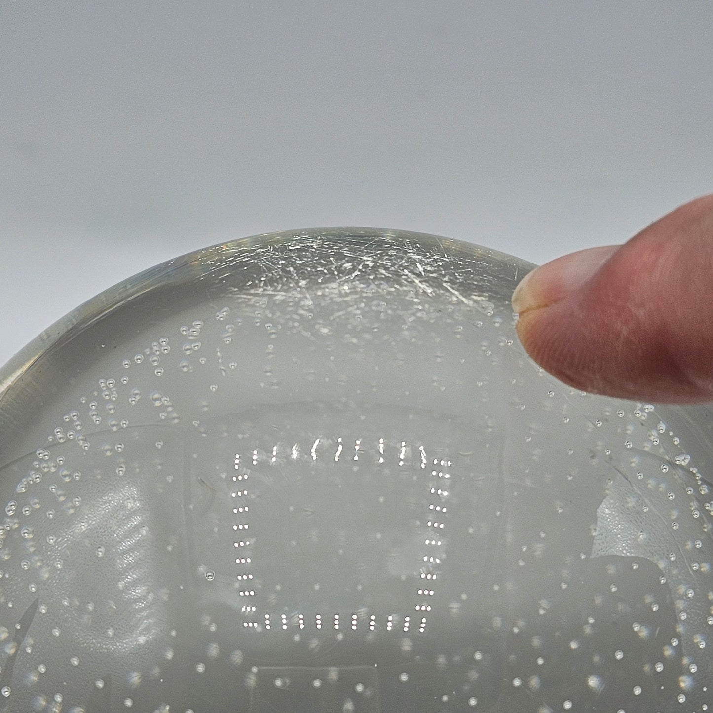 Vintage Glass Crystal Ball Orb on Solid Brass Dolphins Stand - Made in San Francisco, USA