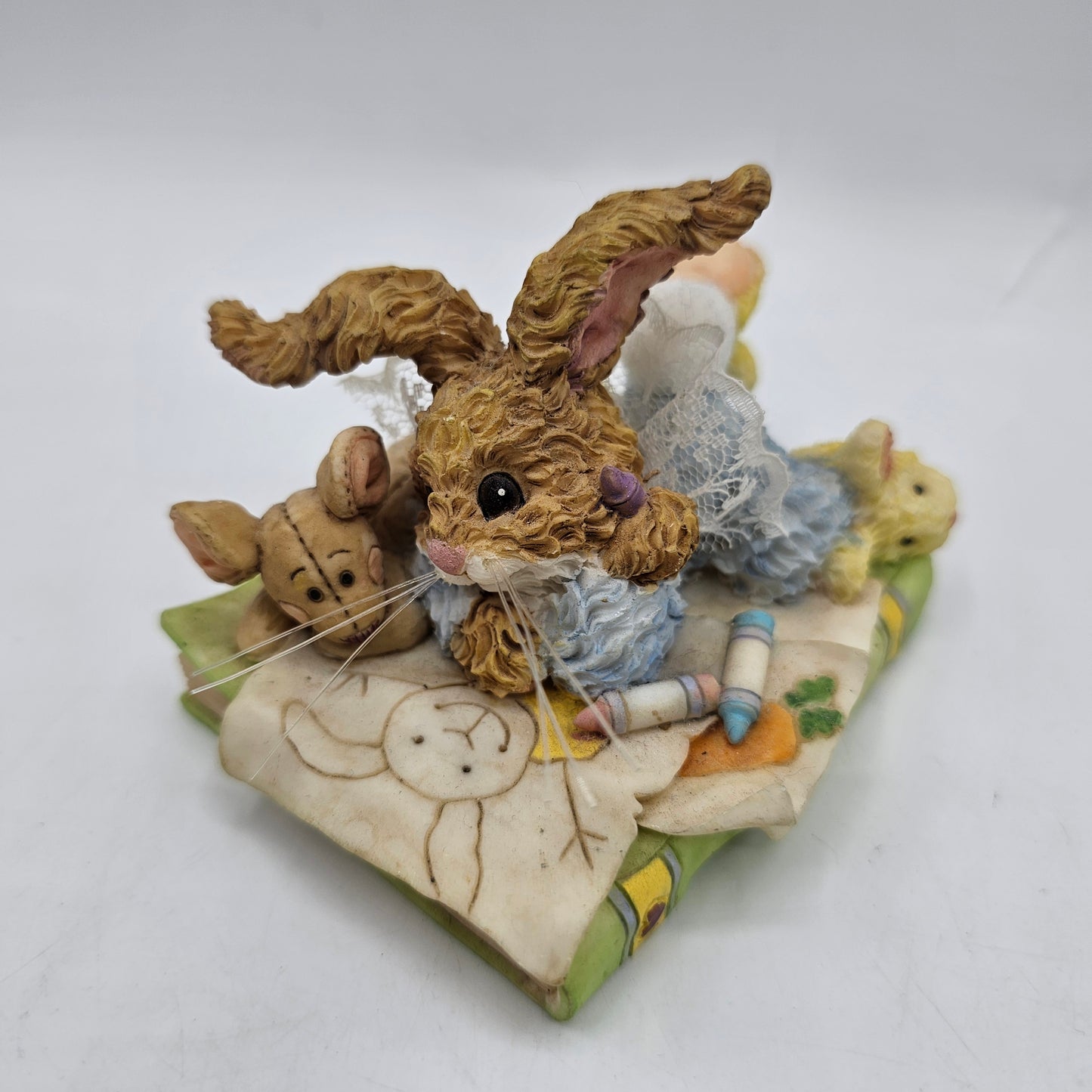 Baby Boy Bunny Rabbit Coloring with Toy Mouse Figurine