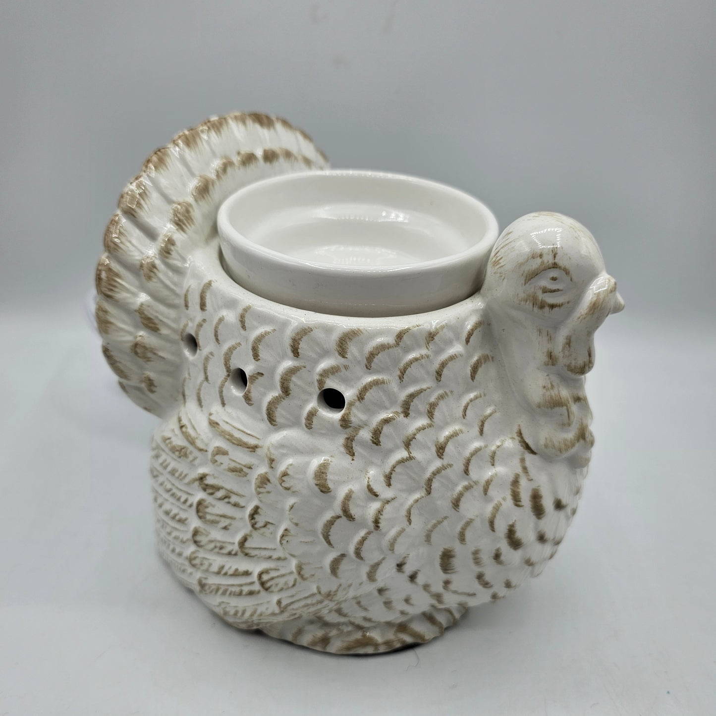 Scentsy White Ceramic Light Up Tom Turkey Wax Warmer with Tray