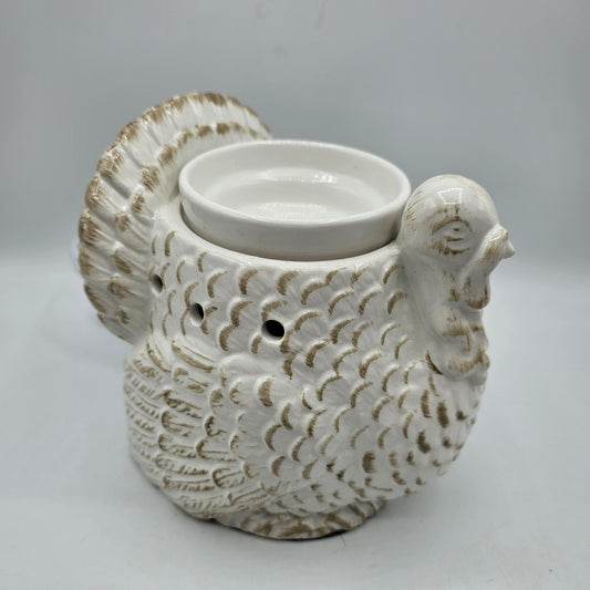 Scentsy White Ceramic Light Up Tom Turkey Wax Warmer with Tray