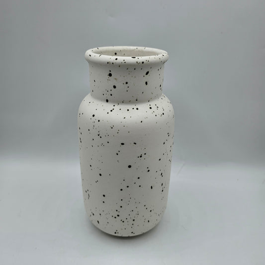 Black Speckled White Vase