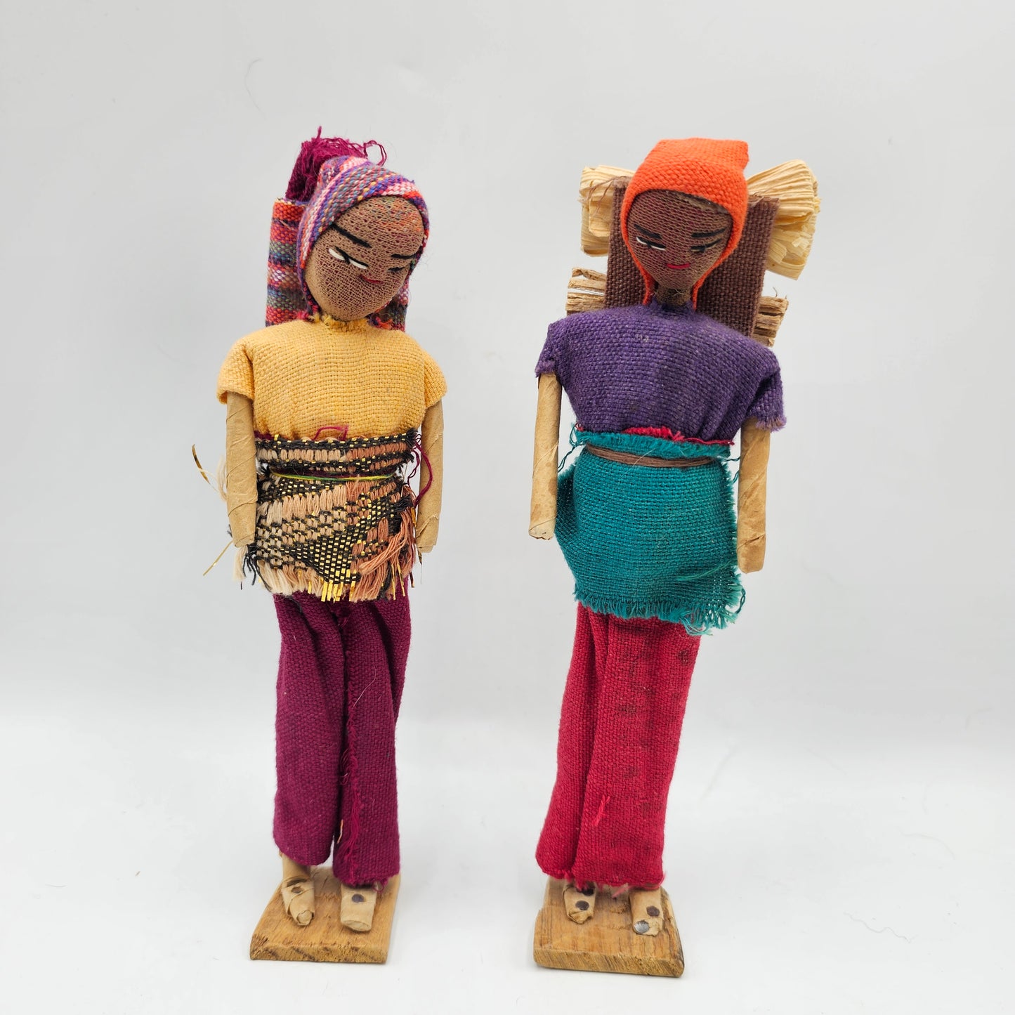 Hand Made Peruvian Doll Figures - Pair