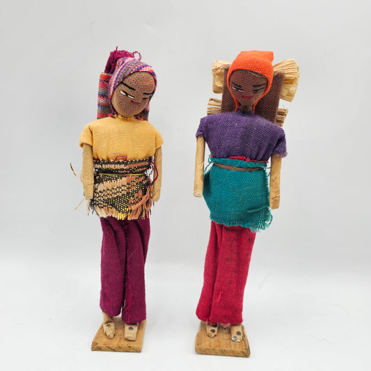 Hand Made Peruvian Doll Figures - Pair