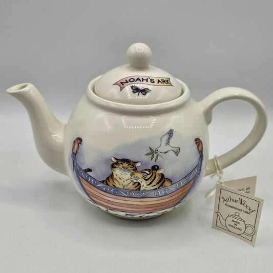 Arthur Wood Noah's Ark Ceramic English Teapot with Built in Strainer - New with Tag