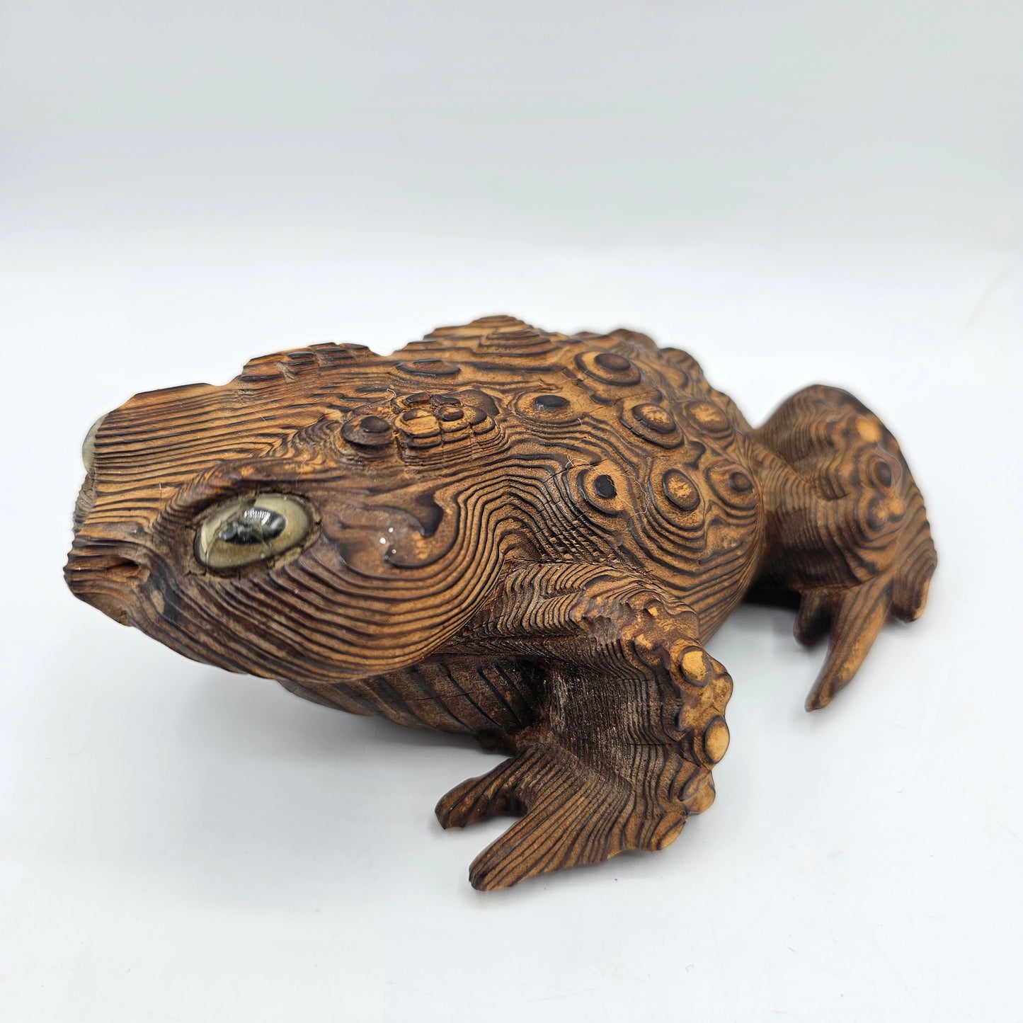 Carved Cryptomeria Wooden Frog or Toad Figurine