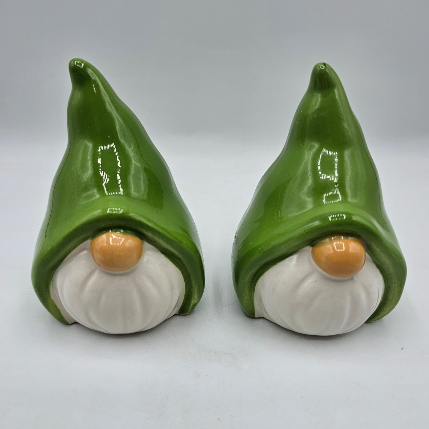 2 Ceramic Christmas Gnomes with Green Hats