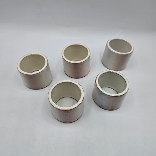 Glazed Redware Pottery Napkin Rings - Set of 5