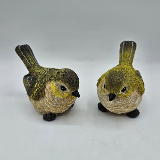 Small Green Resin Bird Figurine - Set of 2